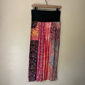 Patchwork Wide Leg Capri Pants